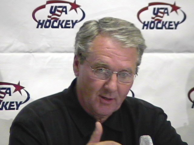 Herb Brooks speaking at the USA Hockey press conference
